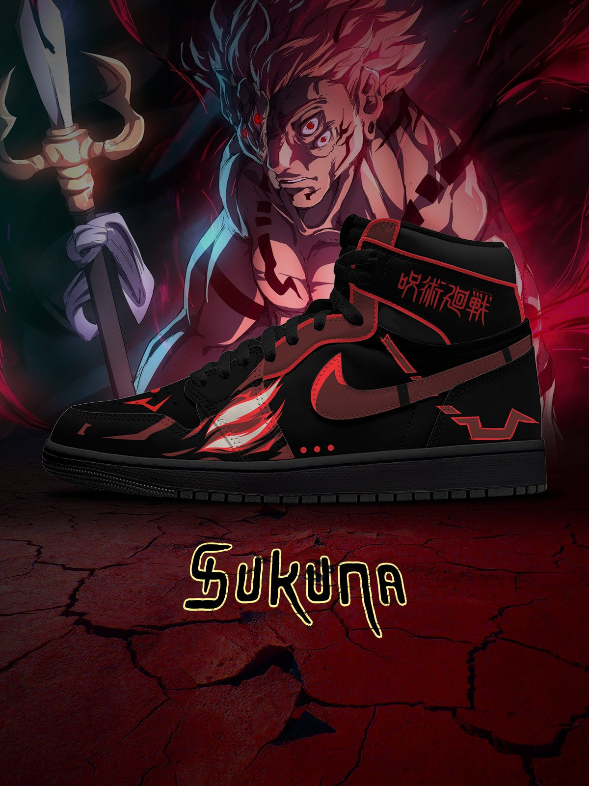 Sapatilhas de cano alto personalizadas Ryomen Sukuna True Form V.1