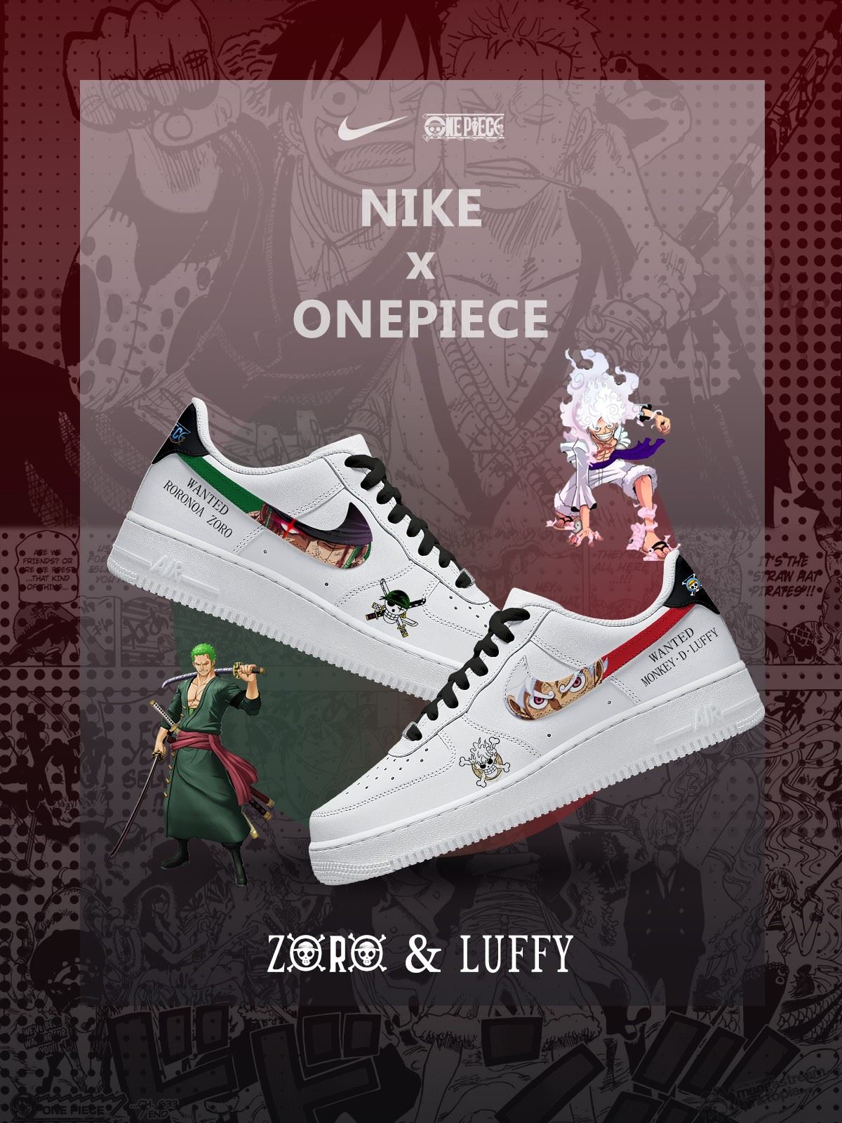Ténis personalizados do Luffy e do Zoro