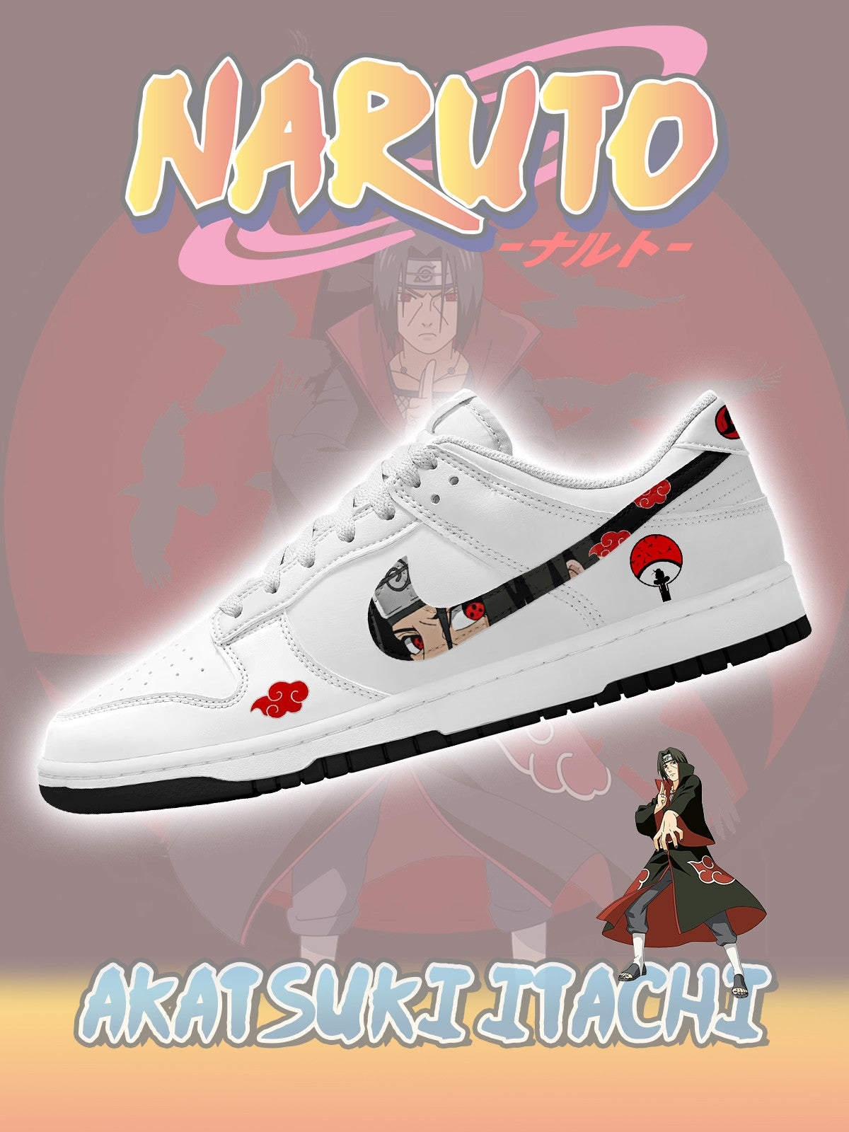 Ténis Akatsuki Itachi Uchiha V.3 Custom Court-Low