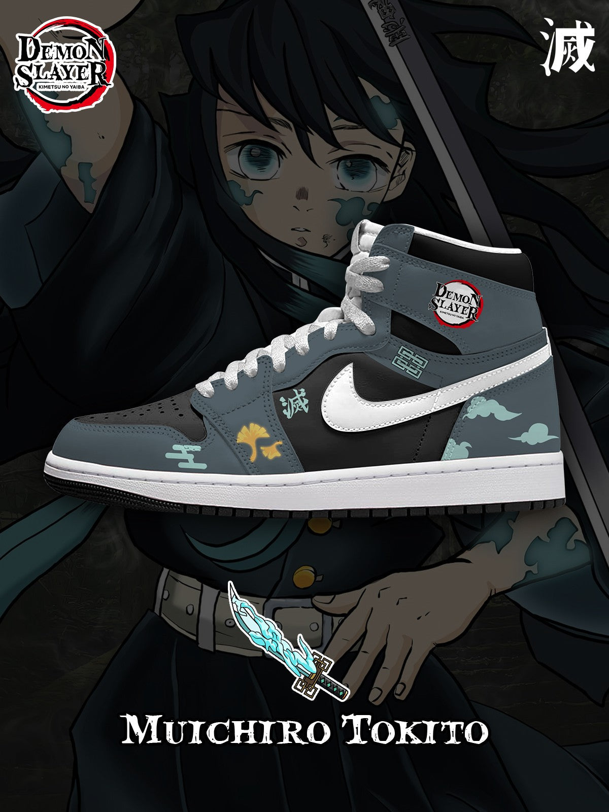 Baskets montantes personnalisées Muichiro Tokito V. 1