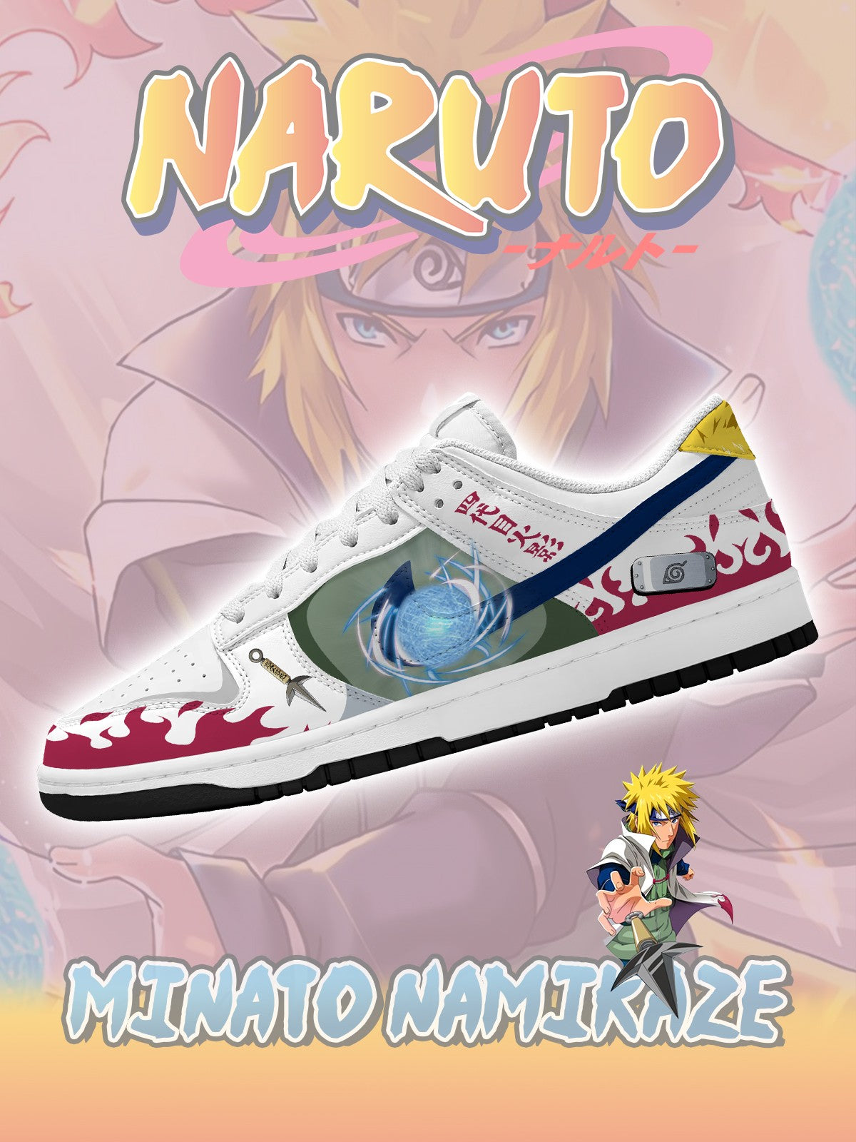 Vierter Hokage Minato Namikaze V.1 Custom Court-Low Sneakers