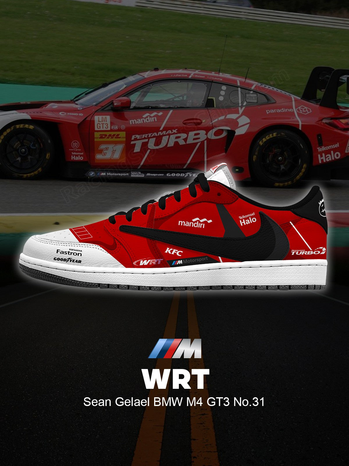 WRT Sean Gelael M4 GT3 No.31 V.1 Custom TS Low Sneakers