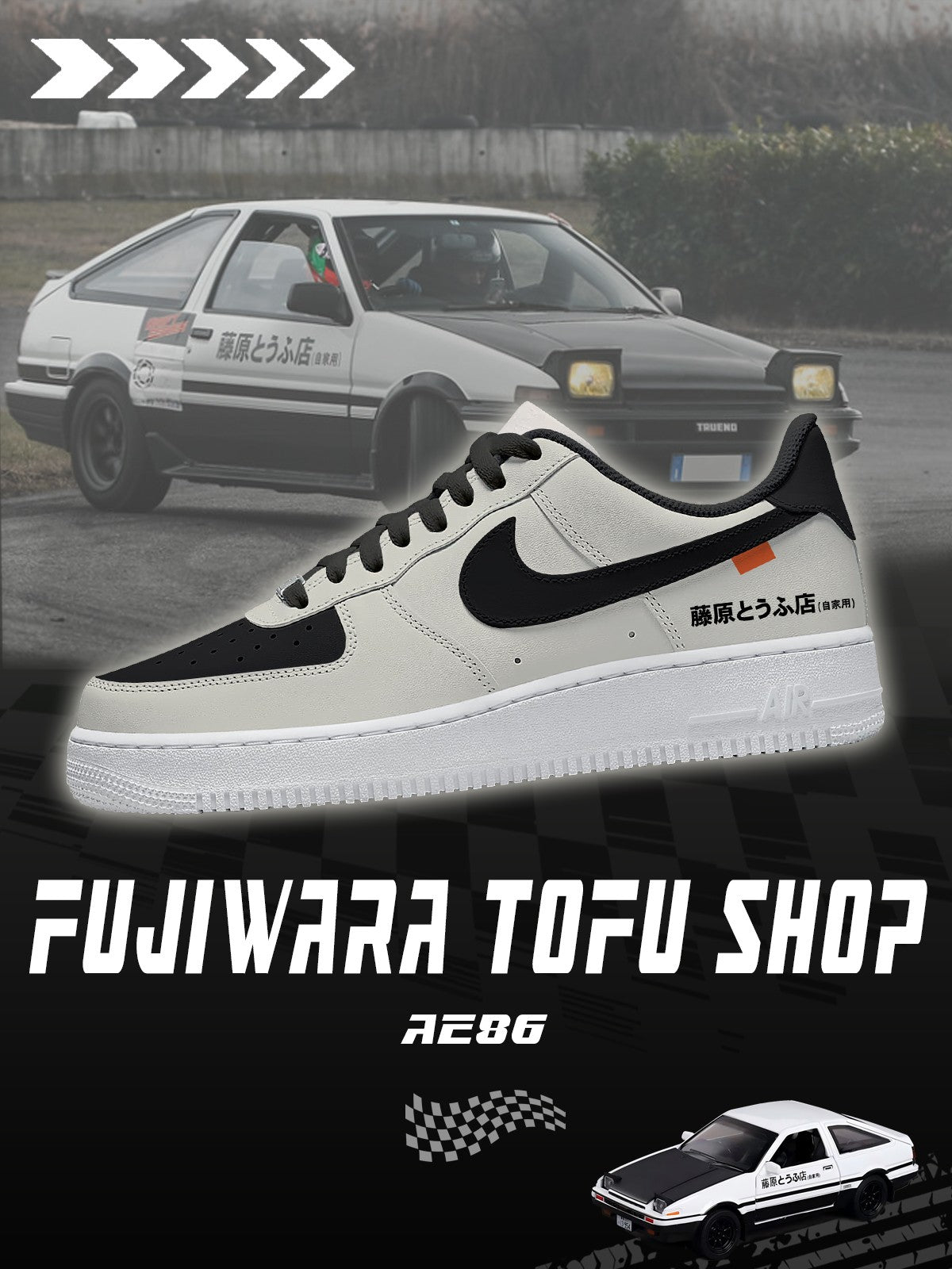 Ténis personalizados AE86 Fujiwara Tofu Shop V.1
