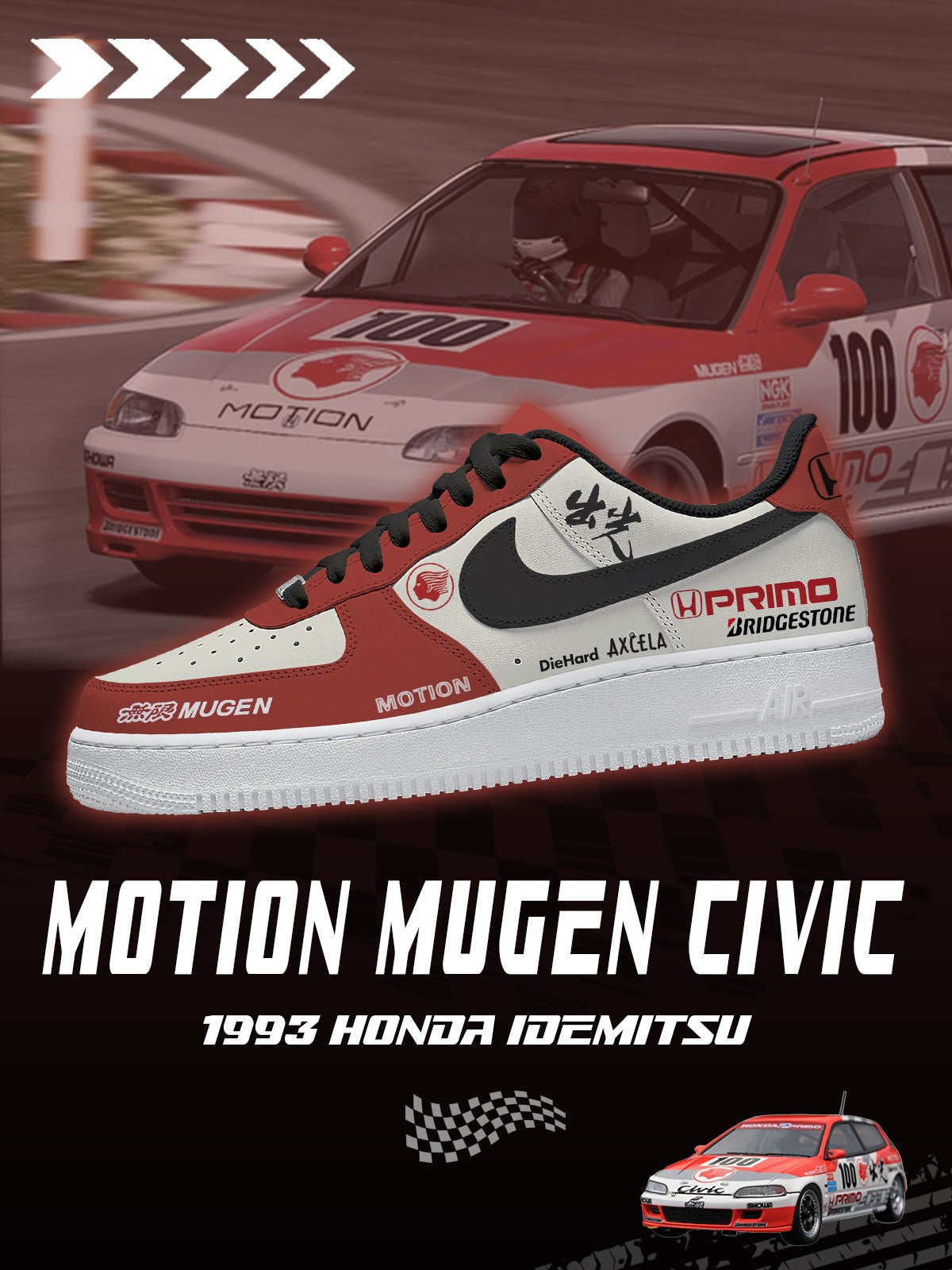 1993 Idemitsu Motion Mugen Civic V.1 Ténis personalizados