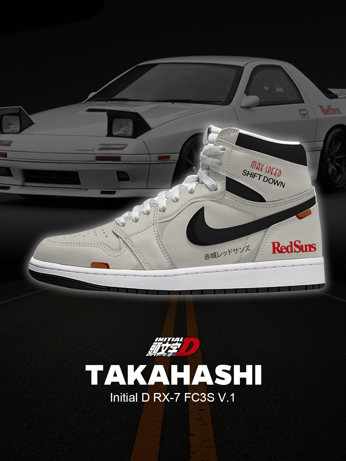 Keisuke Takahashi RX-7 FC3S Ténis de cano alto personalizados V.1