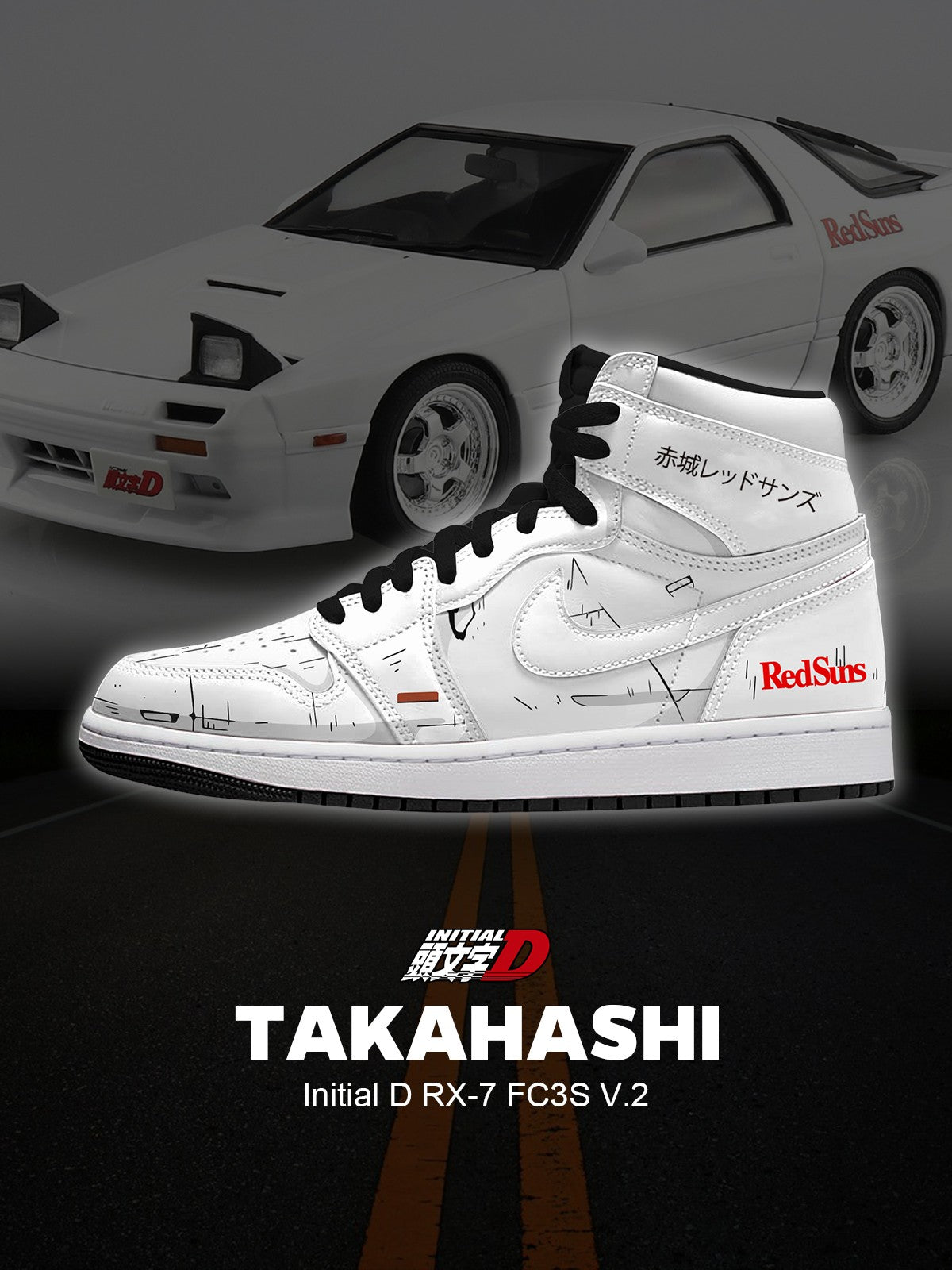 Keisuke Takahashi RX-7 FC3S Ténis de cano alto personalizados V.2