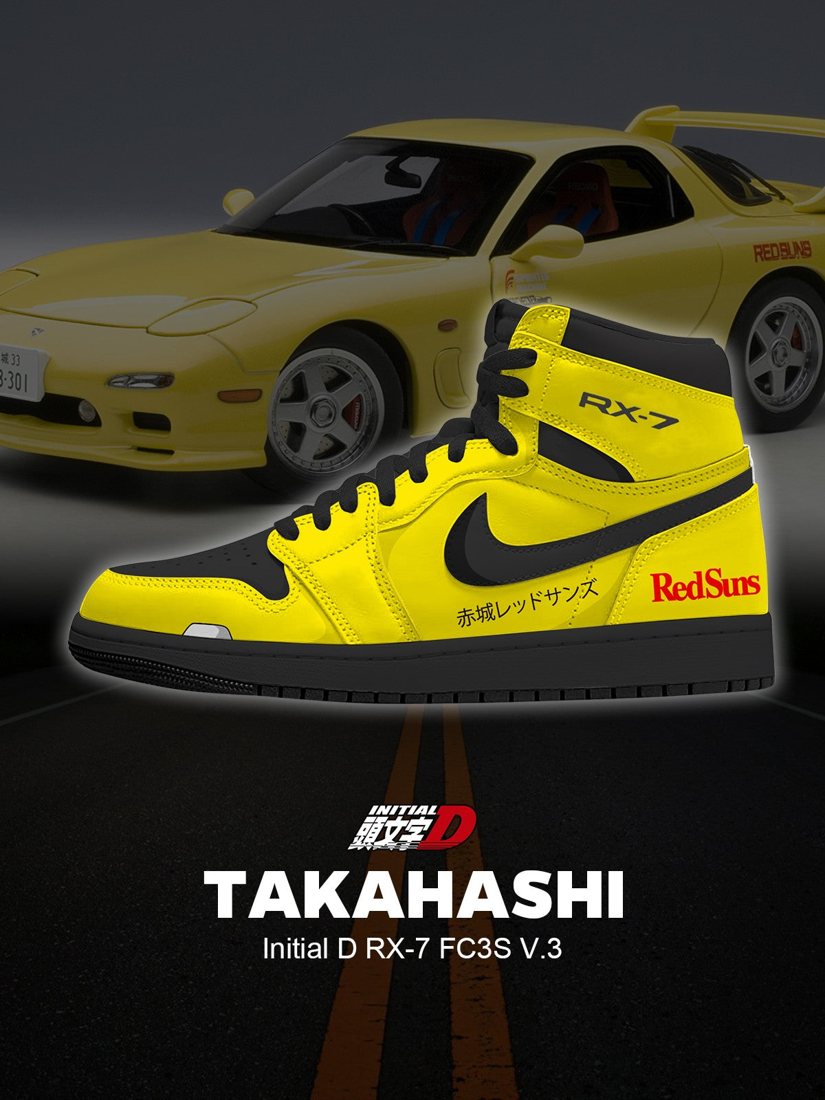 Keisuke Takahashi RX-7 FC3S Ténis de cano alto personalizados V.3
