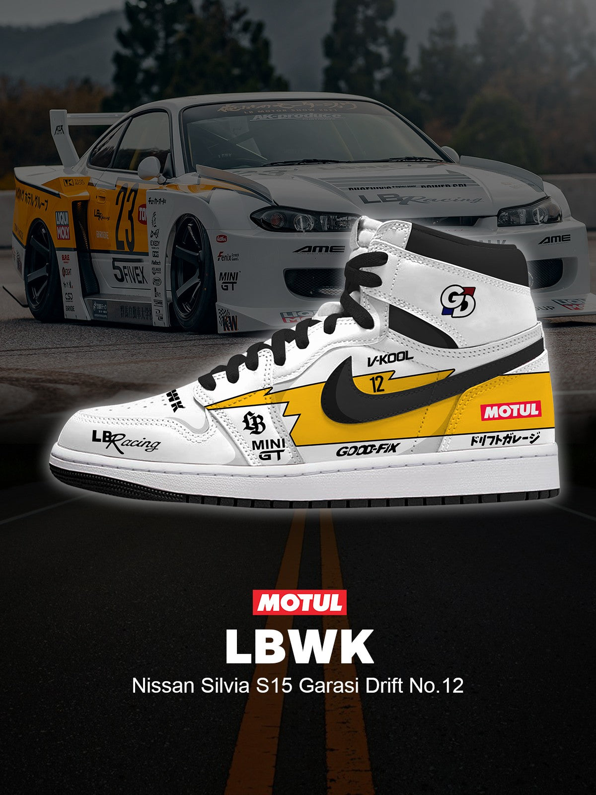 Silvia S15 Garasi Drift No.12 V.1 Custom High-Top Sneakers