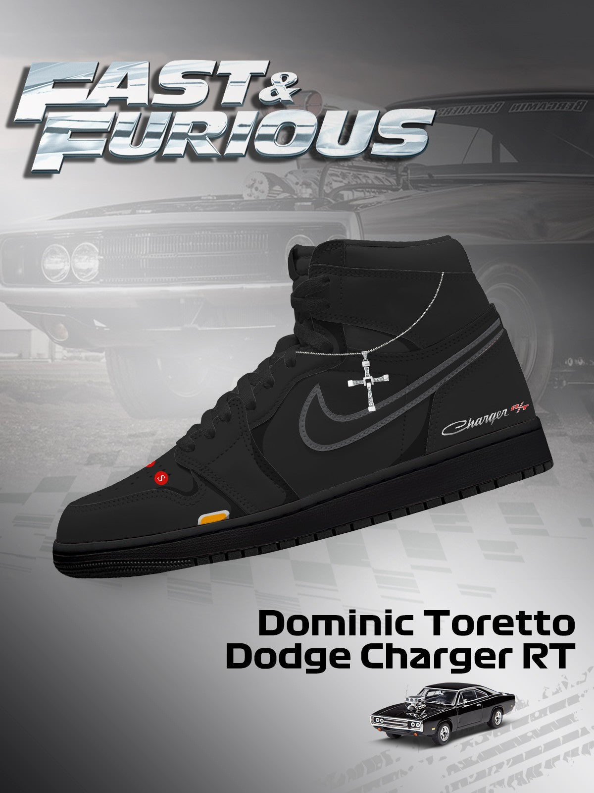 Zapatillas altas personalizadas Dominic Toretto Charger RT V.1