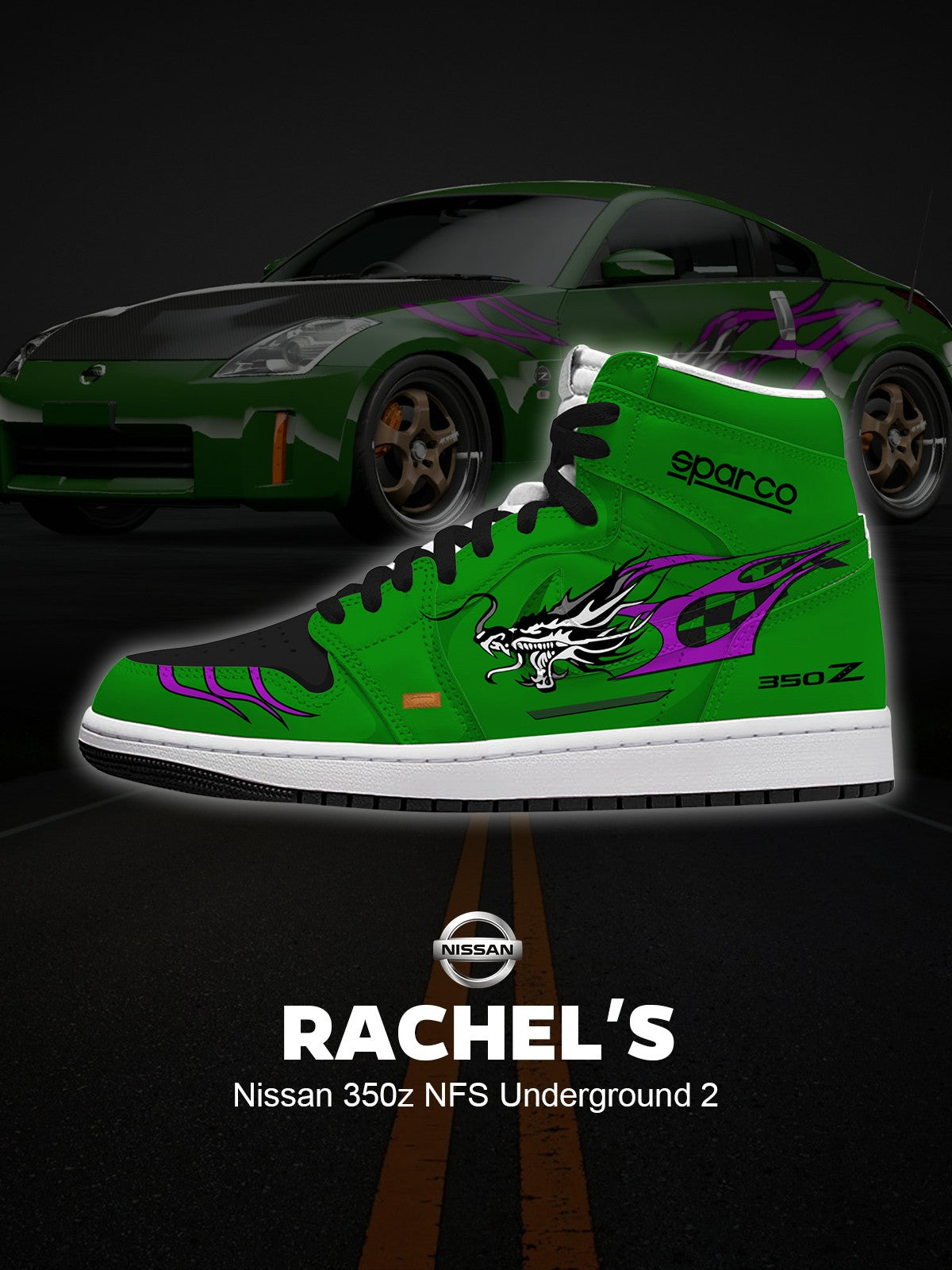 Sapatilhas de cano alto personalizadas 350z Underground 2 V.1 da Rachel