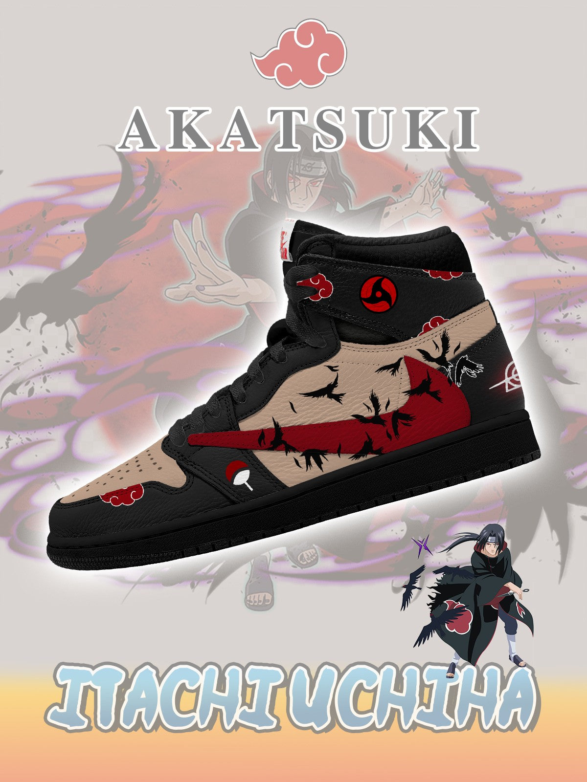 Ténis Akatsuki Itachi Uchiha V.6 Custom TS High